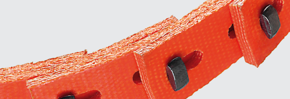 Tecnamic link belting made of polyurethane with polyester fabric inserts